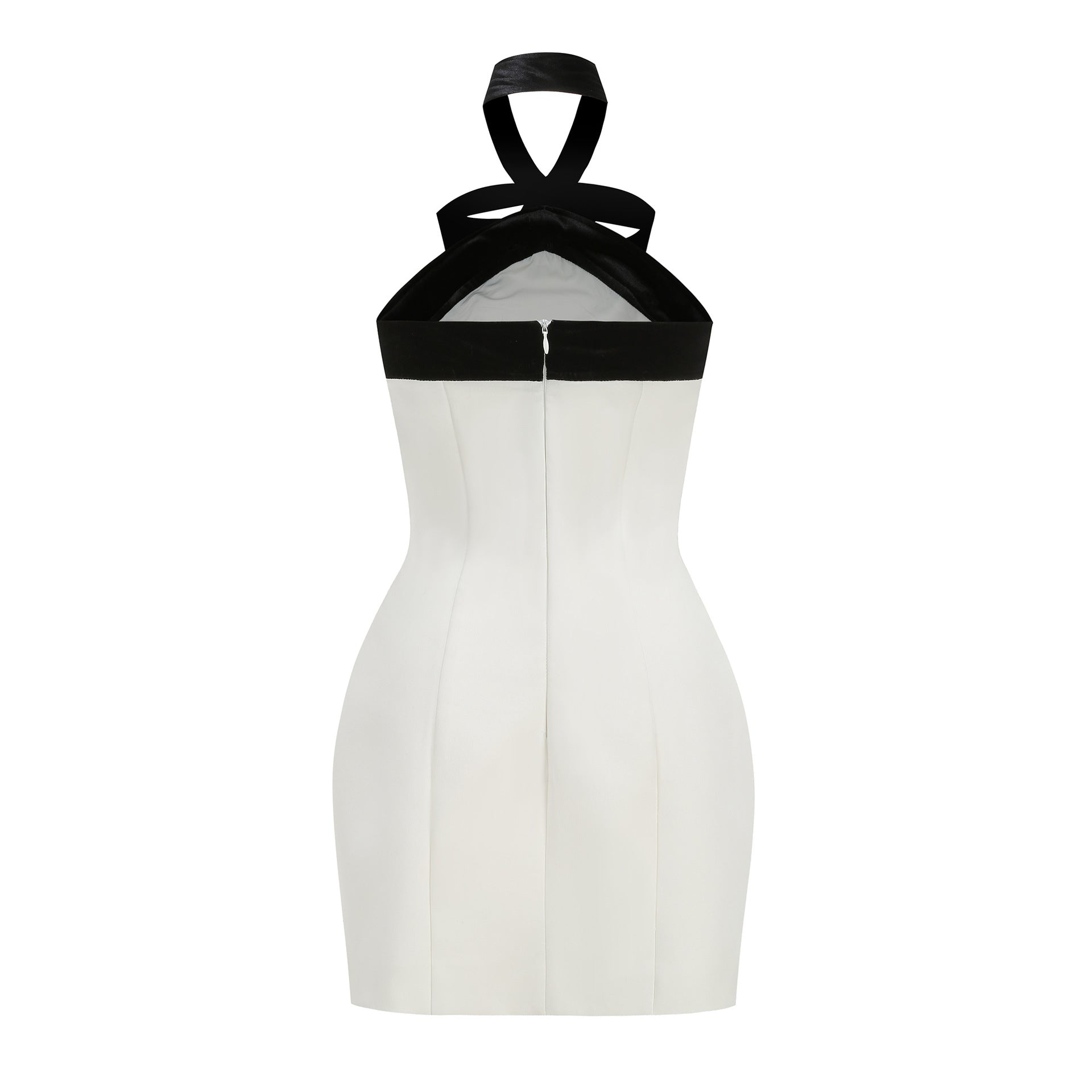 Fortunata Halter Neck Velvet Bow Mini Dress Avalabel