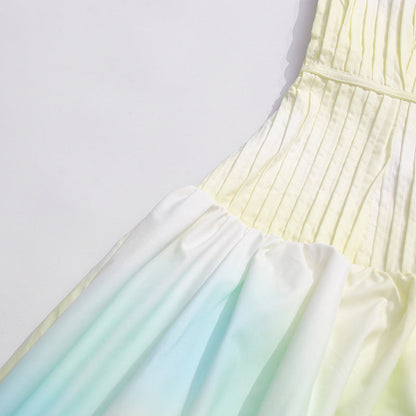 Laurel Printed Tube Top Maxi Dress in Gradient Yellow