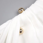 rita Metallic Double Ball Long-Sleeve High-Slit maxi Dress in white Avalabel