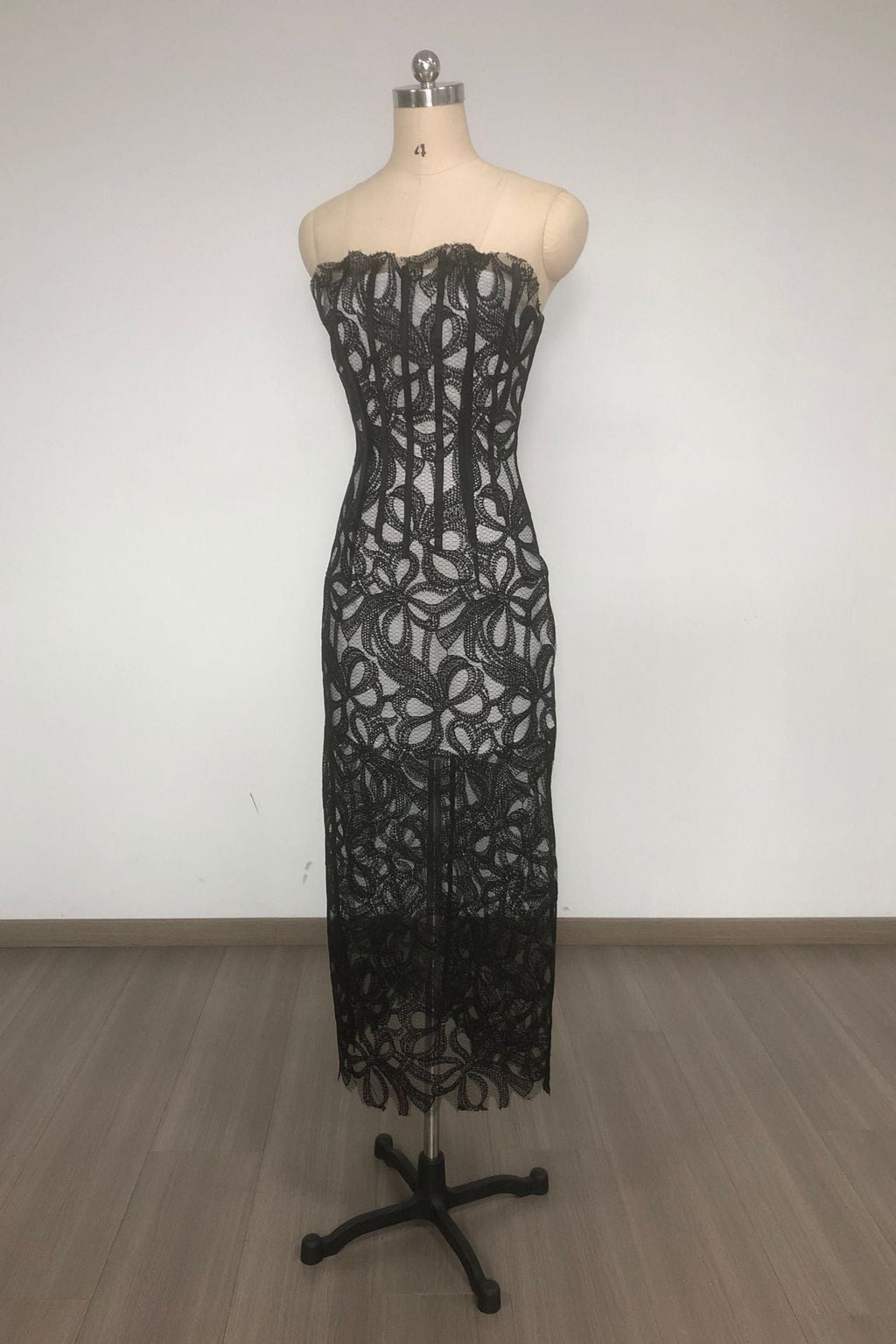 Letitia Strapless Flower Embroidered Midi Dress Avalabel