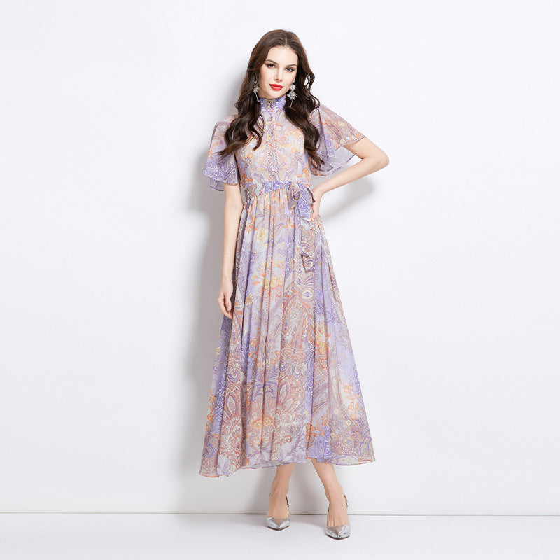 Eileen Multicolor Single-Breasted Printed Midi Dress Avalabel
