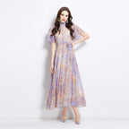 Eileen Multicolor Single-Breasted Printed Midi Dress Avalabel