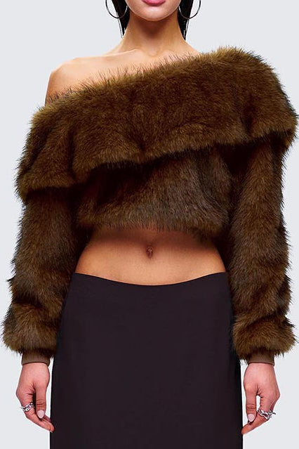 stacey One Shoulder Furry Top Avalabel