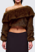 stacey One Shoulder Furry Top Avalabel