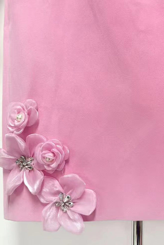 Sabrina 3D Flower Midi Dress in Pink Soraya