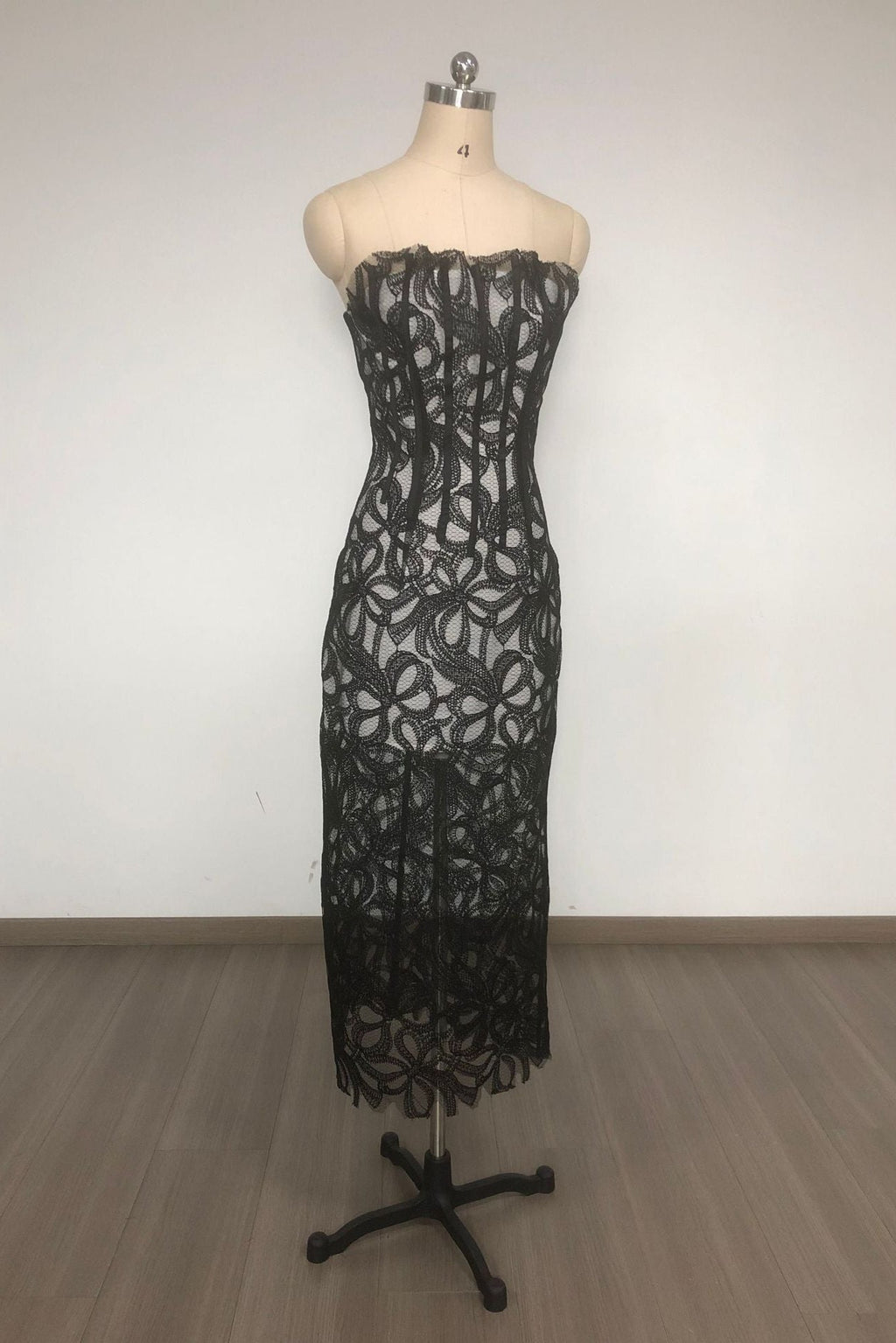 Letitia Strapless Flower Embroidered Midi Dress Avalabel