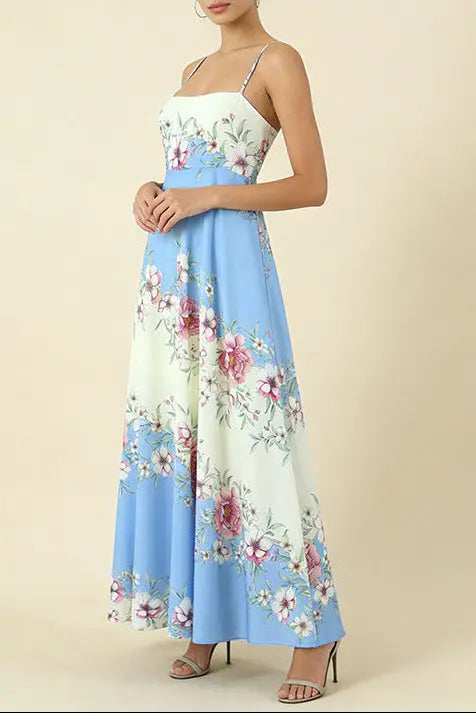 Agatha Floral Print Strap Midi Dress Avalabel
