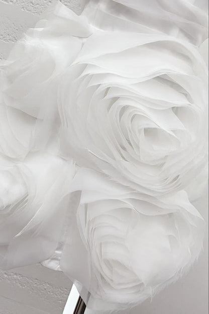 Georgia Appliquéd Organza White Mini Dress