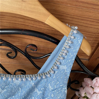 beaded square neck retro jacquard bow strap waist A-line mini dress