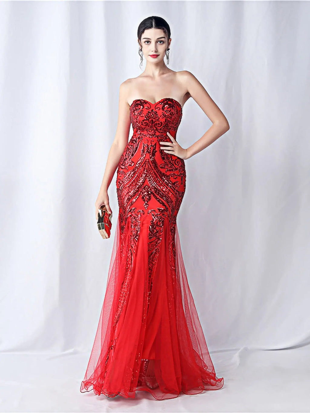 sparkle strapless tulle maxi dress Avalabel