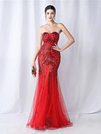 sparkle strapless tulle maxi dress Avalabel