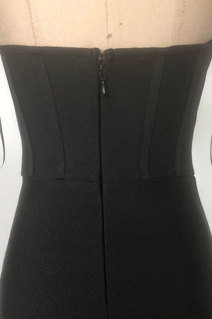 Kristin Black Strapless Mesh Bandage Maxi Dress