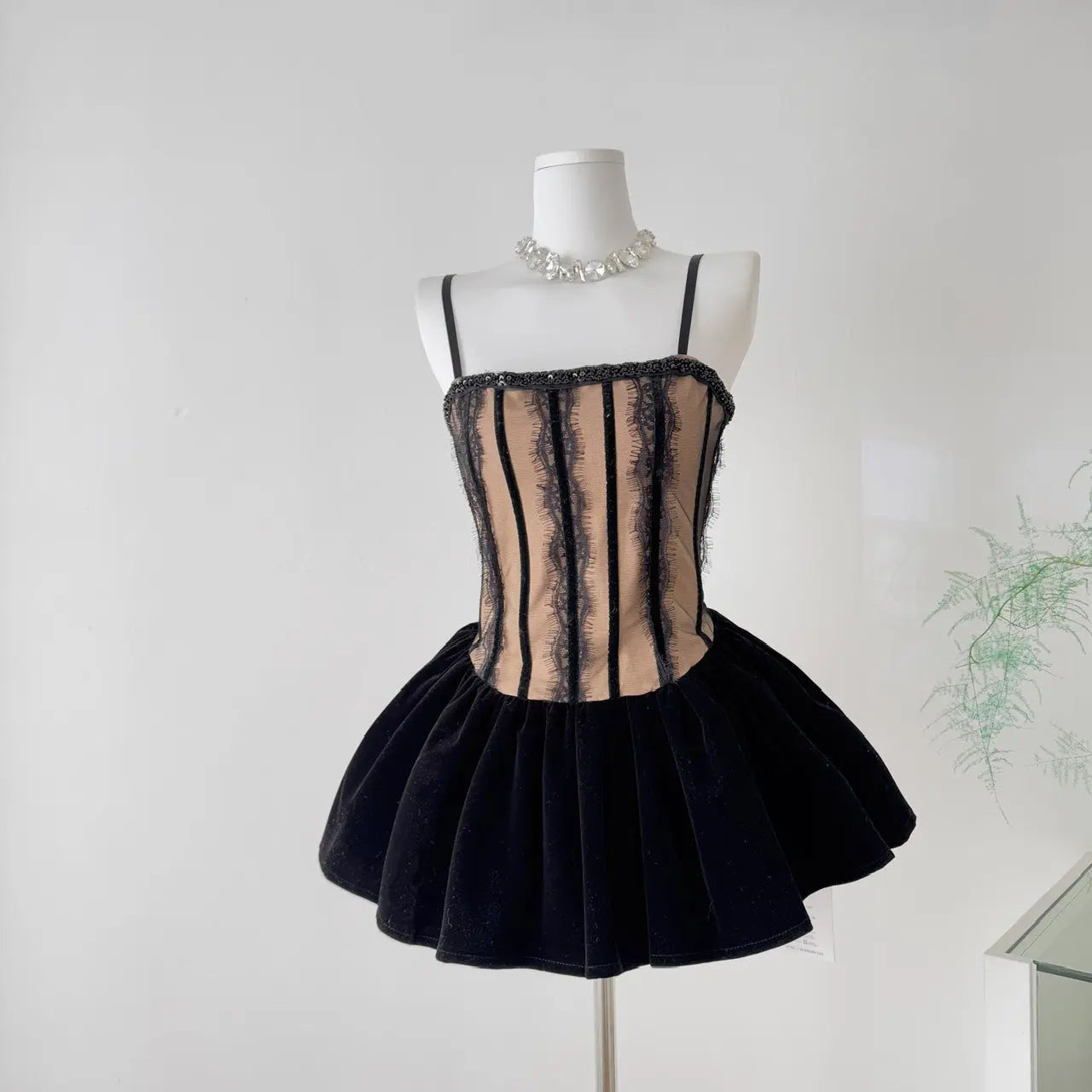 rebecca Black Corset Lace Flare Mini Dress Avalabel