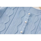 blue geometric circle pattern cardigan skirt two-piece set Avalabel