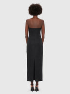 Suzanne Appliqué Floral Bustier Maxi Dress in Black Avalabel