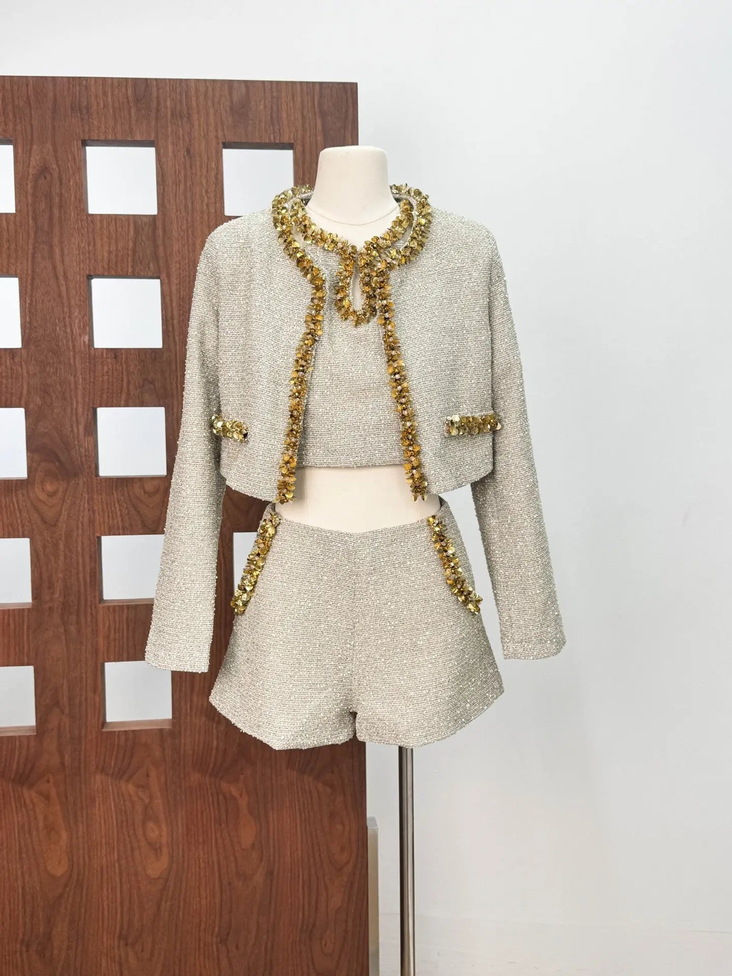 evangeline Sequin Jacket in apricot Avalabel