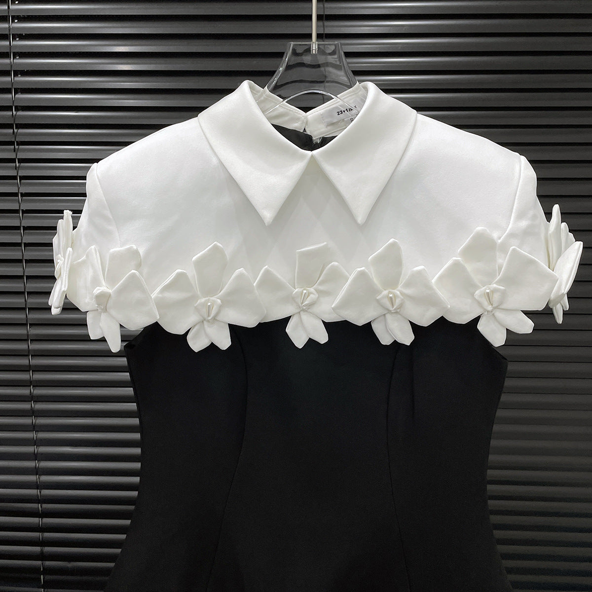 alma Collar Flower Mini Dress In Black Avalabel