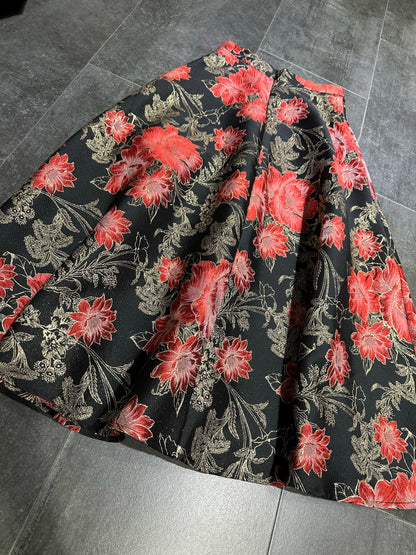 jacquard waist A-line hem midi skirt