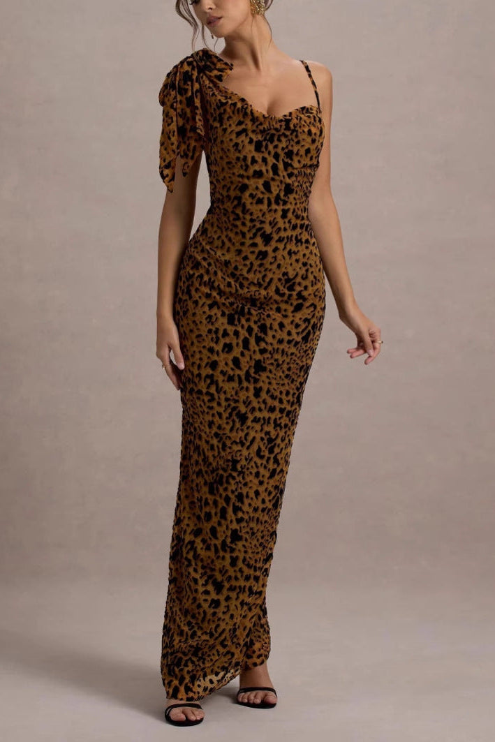 Leopard Print Slip Maxi Dress Avalabel