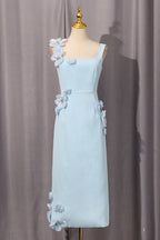 Sabrina 3D Flower Midi Dress in Blue Soraya