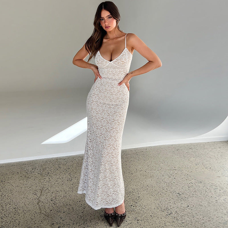 INS Summer New Sexy V-neck Lace Suspender Dress Avalabel