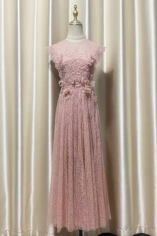 jennifer Lace Flower embellished maxi Dress in pink Avalabel