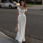 New Winter Style Sheer V-Neck Lace-Trimmed Maxi Dress Avalabel