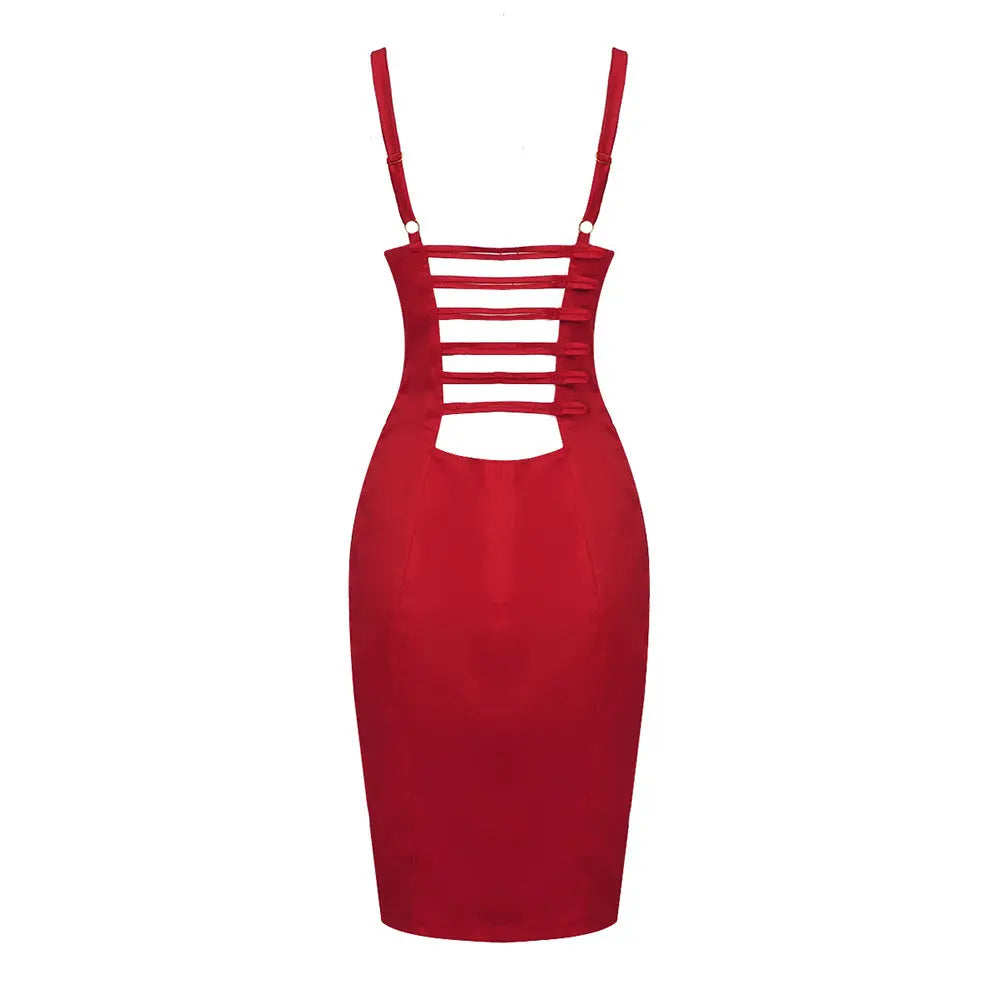 katherine satin bodycon corset mini dress in red Avalabel