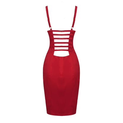 katherine satin bodycon corset mini dress in red