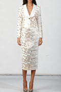 high-waisted skirt Gold sequin print blazer suit in white Avalabel