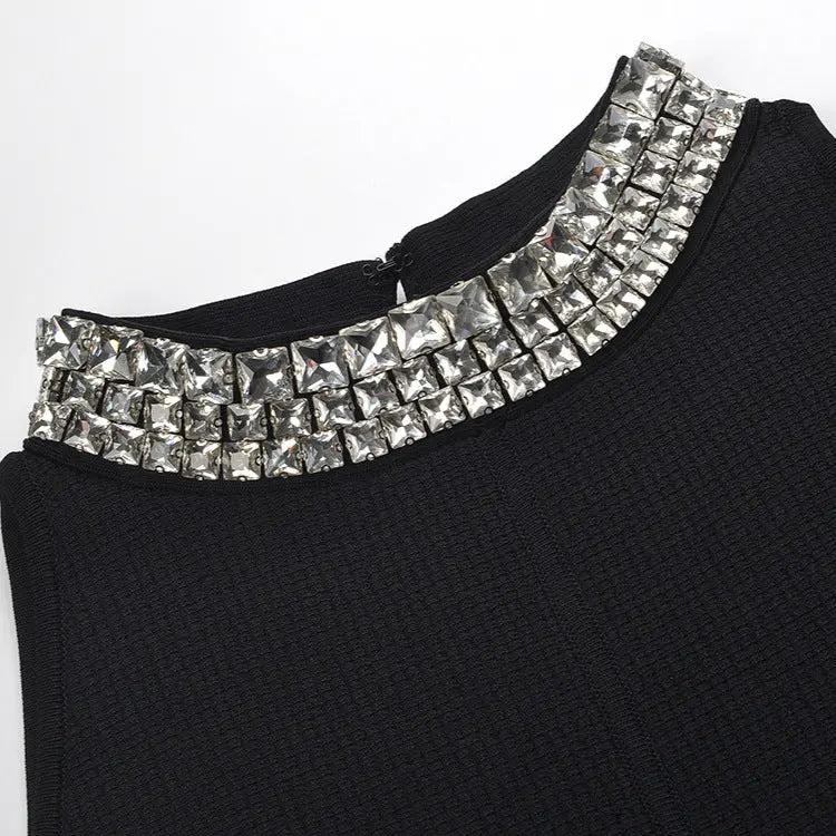 virginia Pearl Collar mini Dress in black Avalabel