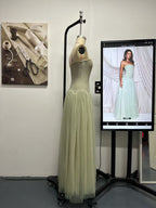 Sabrina Tulle Strapless Maxi Dress - Green Avalabel