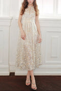 Gold Couture with Floral Embroidery Sequin Banquet Dress Avalabel