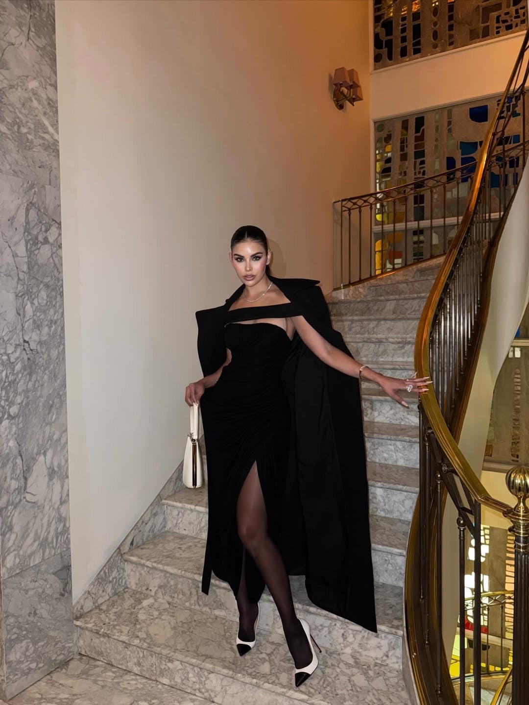Lola Black Off-shoulder Asymmetrical-Draped High Slit Maxi Dress Avalabel
