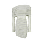 Matcha lace strapless spliced knitted mini dress Avalabel