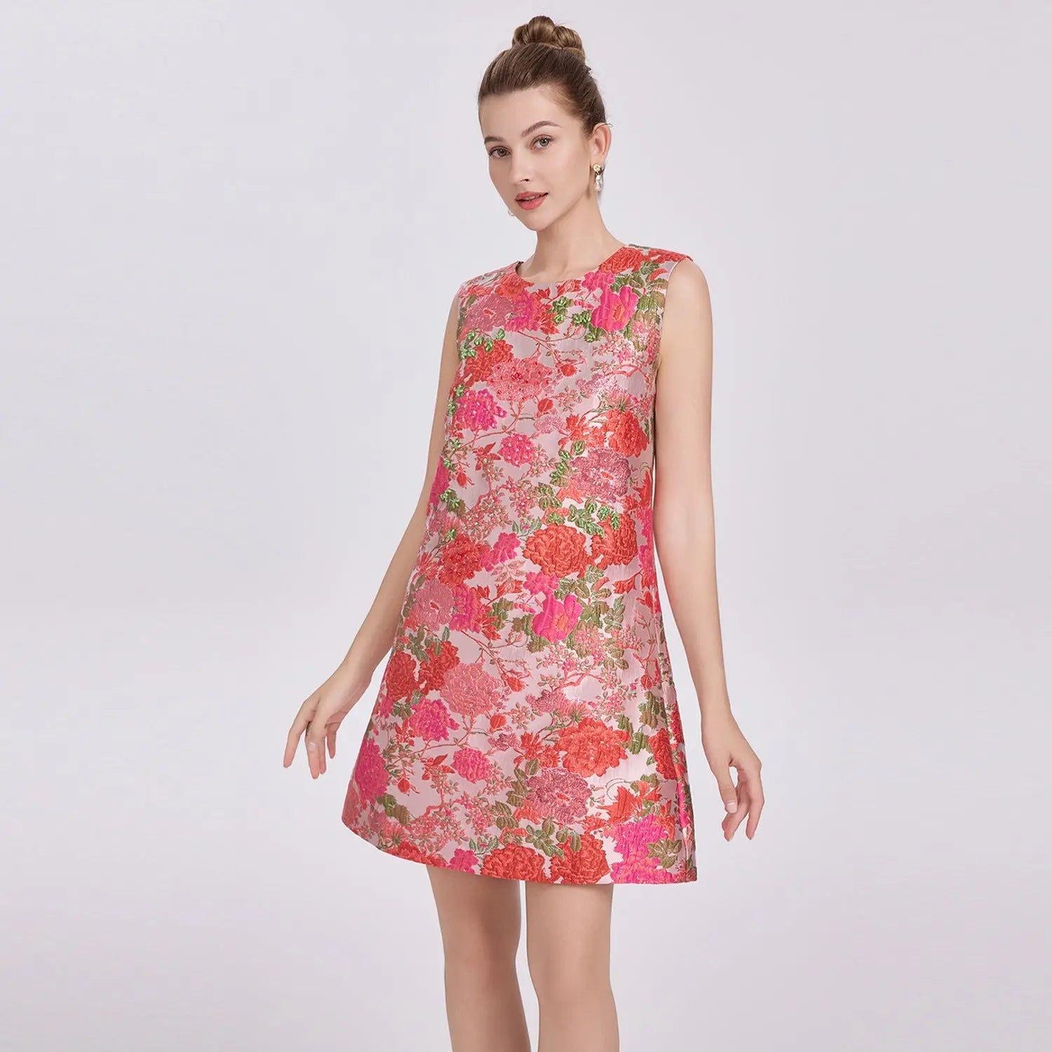 hilary multicolor floral embroidery sleeveless mini dress Avalabel