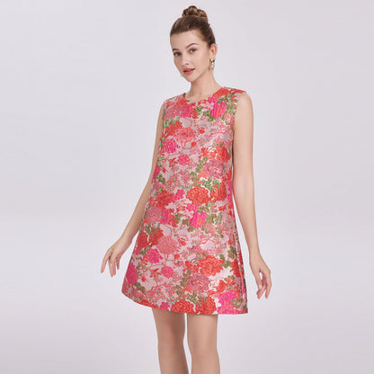 hilary multicolor floral embroidery sleeveless mini dress