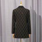 adelaide black Folded Collar Rhinestone Blazer Avalabel