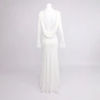 gloria DRAPED BACKLESS JERSEY MAXI DRESS in white Avalabel