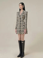 Ophelia Houndstooth Tweed Mini Dress Avalabel