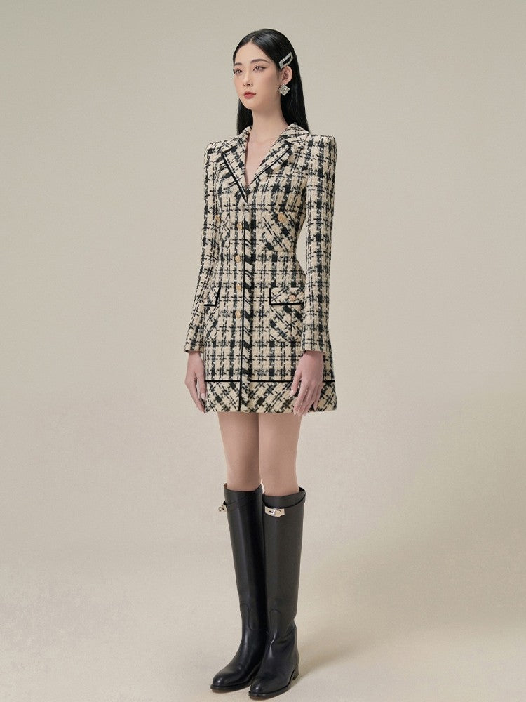 Ophelia Houndstooth Tweed Mini Dress