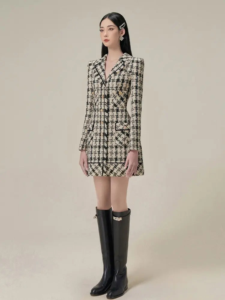 Ophelia Houndstooth Tweed Mini Dress Avalabel