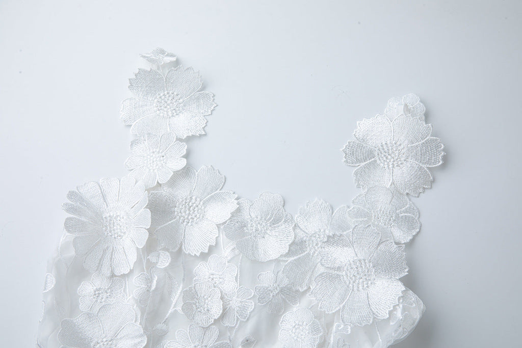 Georgia 3d Floral Lace Mini Dress in White Avalabel