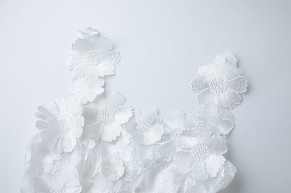 Georgia 3d Floral Lace Mini Dress in White