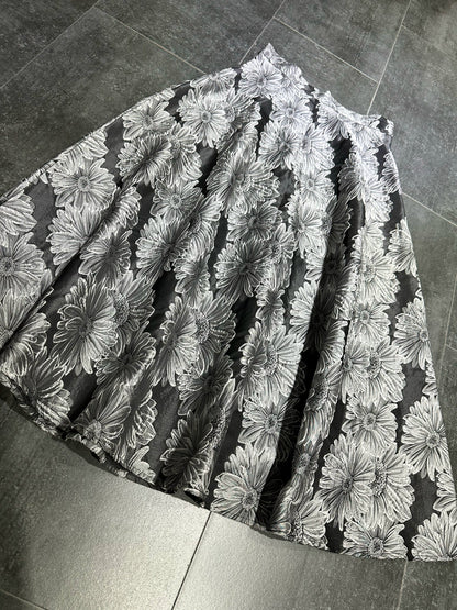 jacquard high waist A-line midi skirt