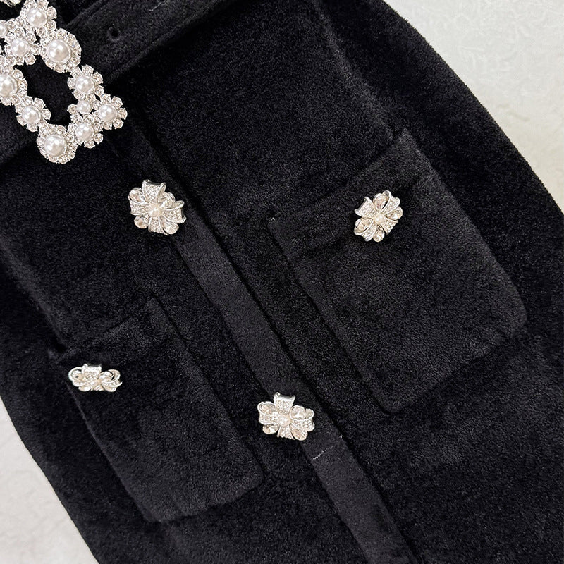 Kama Black Chenille Knit Midi Dress Avalabel