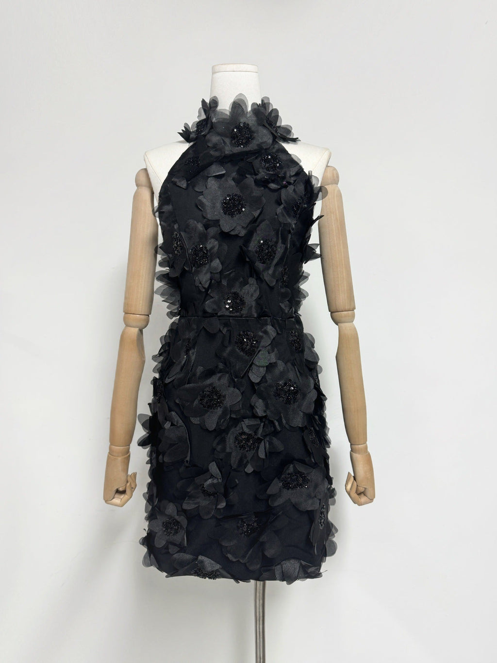 Cherry Blossom Mini Dress in Black Avalabel