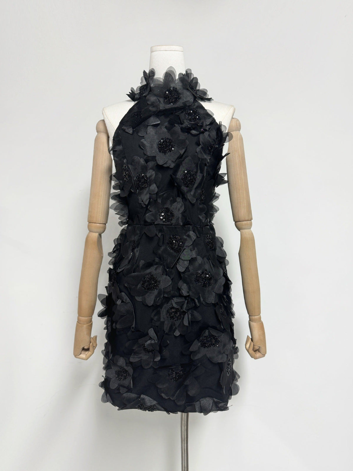 Cherry Blossom Mini Dress in Black Avalabel