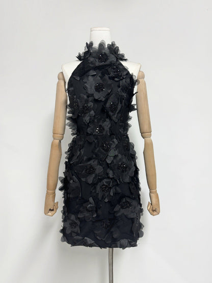 Cherry Blossom Mini Dress in Black