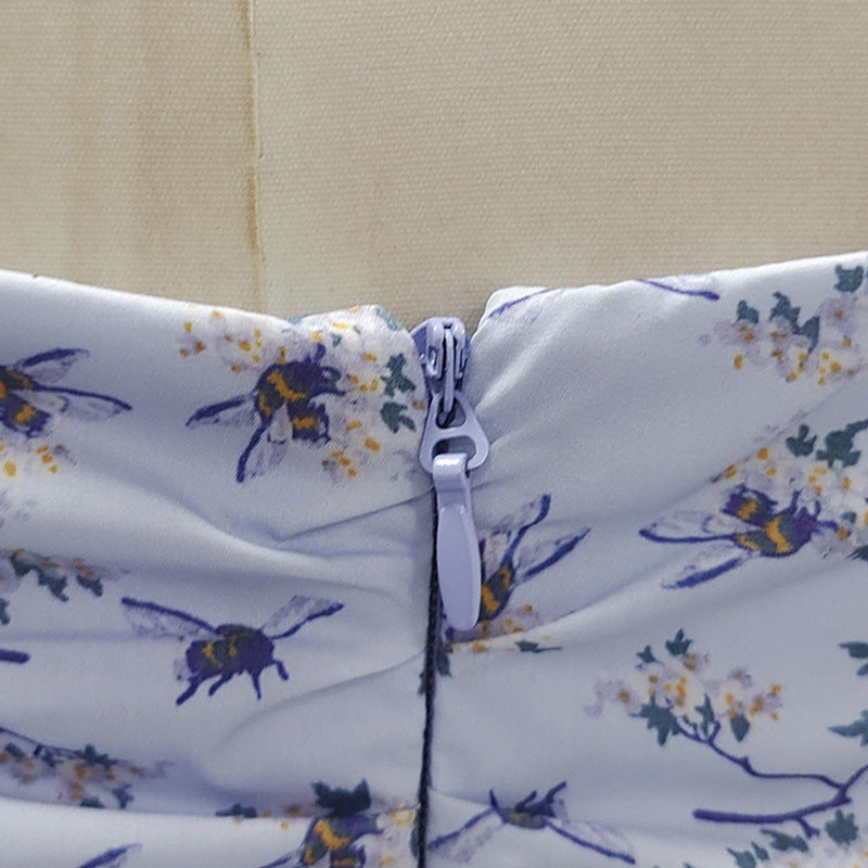 Lesley Blue Floral Print Mini Dress with Bloomers Avalabel